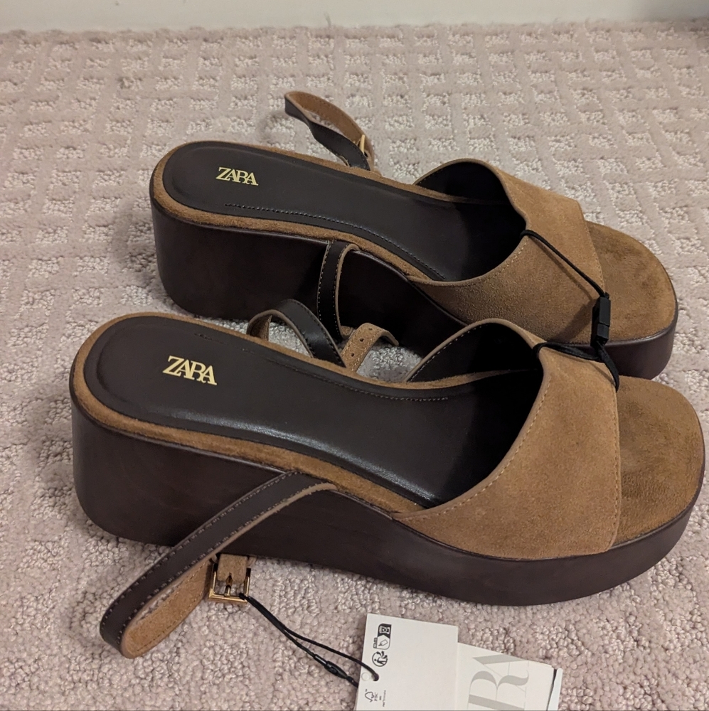 Zara Women's Brown Platform Sandals